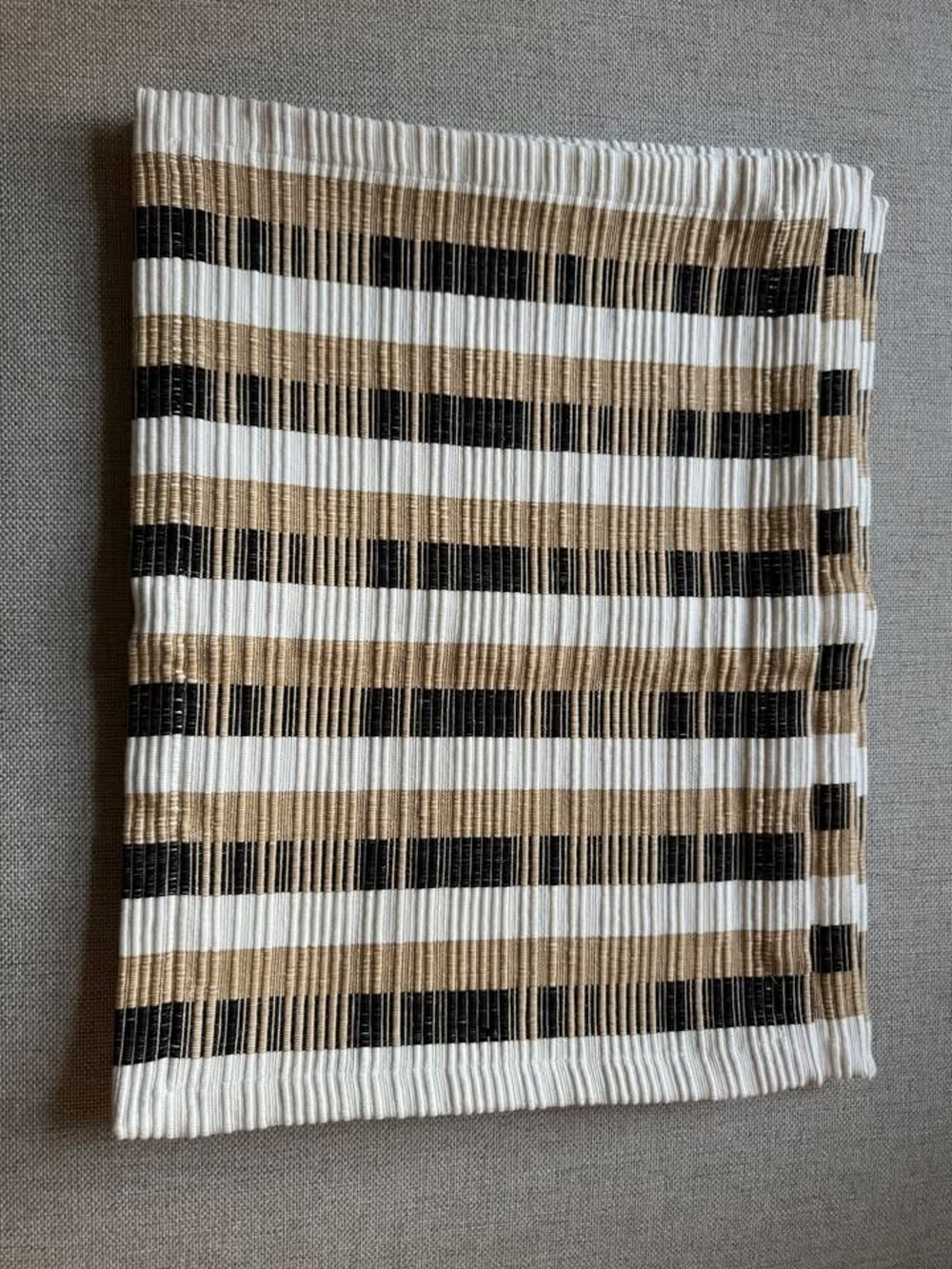 Set of 4 Threshold Woven Placemats – Neutral Tan Black Stripe